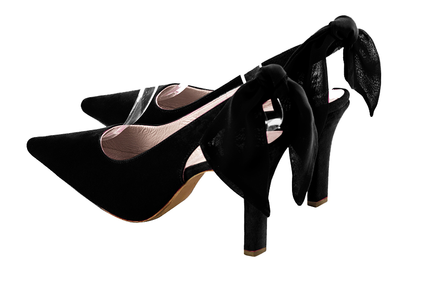 Matt black women's slingback shoes.. Rear view - Florence KOOIJMAN